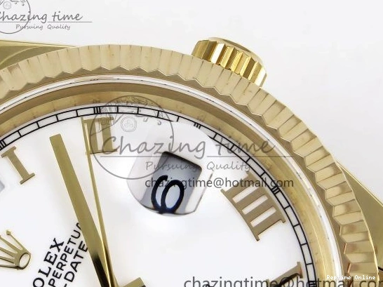 0518 Day Date 40 YG JDF Gain Weight 904L Steel White Roman Dial on President Bracelet VR3255 V Functional 1369